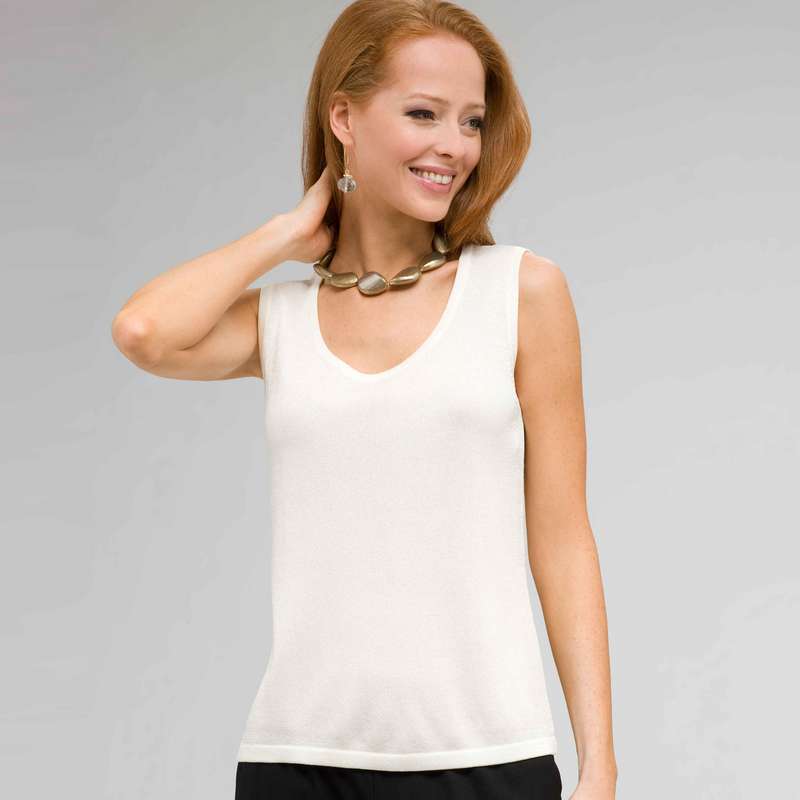 Scoop Neck Shell, Ivory, large image number 0